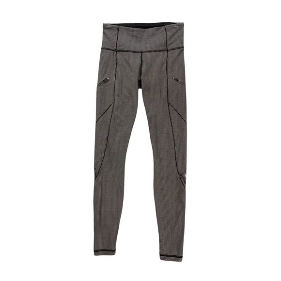 Lululemon Leggings Womens 6 Black White Cadence Crusher Dot Pattern Pocket *READ - Picture 1 of 14